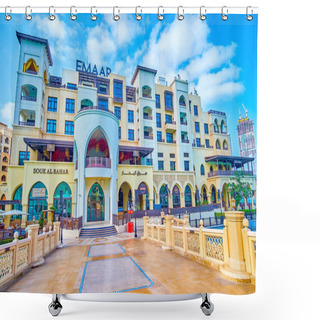 Personality  DUBAI, UAE - MARCH 3, 2020: Al Bahar Souq (market) Is The Modern Shopping Mall In The Heart Of Downtown District And Made In Arabic Style With Traditional Motifs, On March 3 In Dubai Shower Curtains