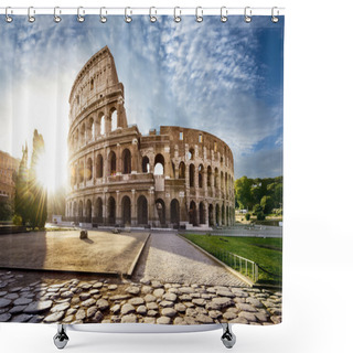 Personality  Colosseum In Rome And Morning Sun, Italy Shower Curtains