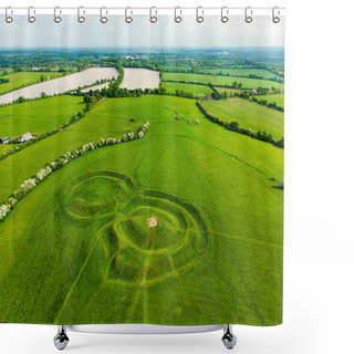 Personality  Aerial View Of Archaeological Complex Hill Of Tara,County Meath, Ireland   Shower Curtains