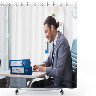 Personality  Young Male Accountant Working In The Office Shower Curtains