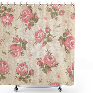 Personality  Vintage Seamless Floral Pattern Shower Curtains