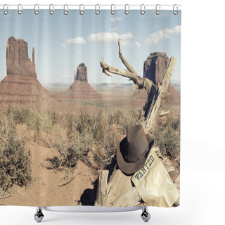 Personality  Cowboy Hat In Front Of Monument Valley Shower Curtains