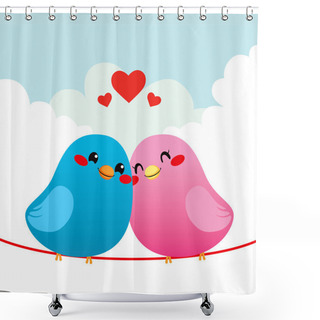 Personality  Loving Bird Couple Shower Curtains
