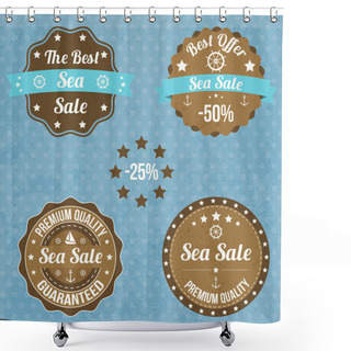 Personality  Set Of Vintage Retro Nautical Badges And Labels Shower Curtains