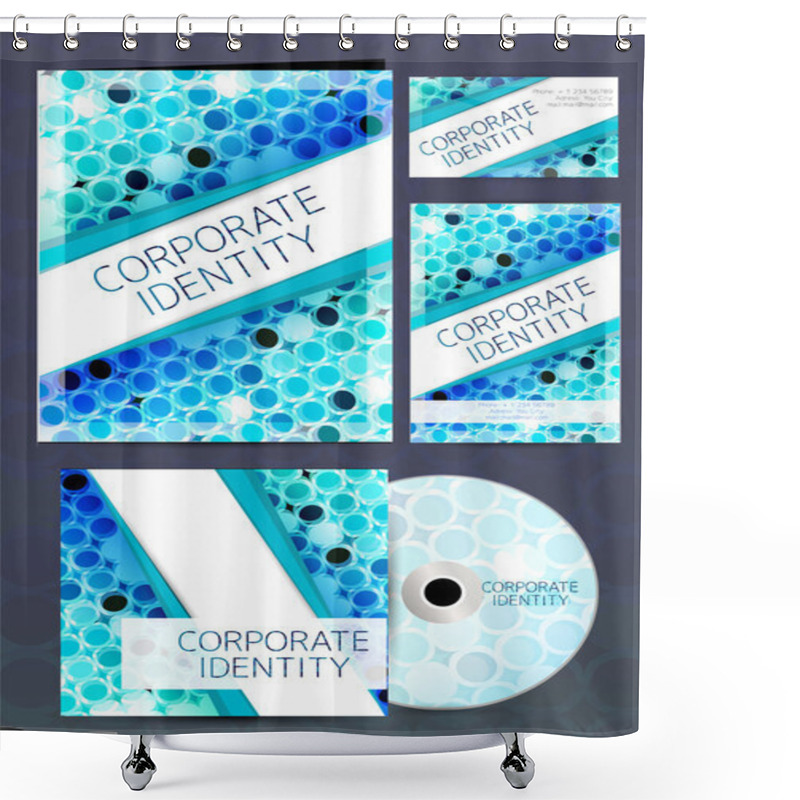 Personality  Corporate Identity kit or business kit with artistic, abstract design in blue color for your business includes CD Cover, Business Card and Letter Head Designs in EPS 10 format. shower curtains