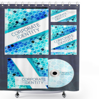 Personality  Corporate Identity Kit Or Business Kit With Artistic, Abstract Design In Blue Color For Your Business Includes CD Cover, Business Card And Letter Head Designs In EPS 10 Format. Shower Curtains