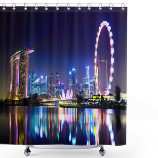 Personality  Singapore City Skyline At Night Shower Curtains