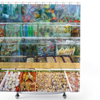 Personality  Seafood Market Fish Tank In Sai Kung Hong Kong Shower Curtains