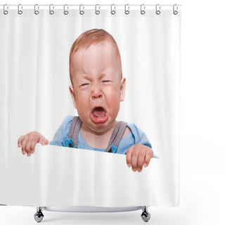Personality  The Crying Boy, On White Background, With Empty Place For Your Text Shower Curtains