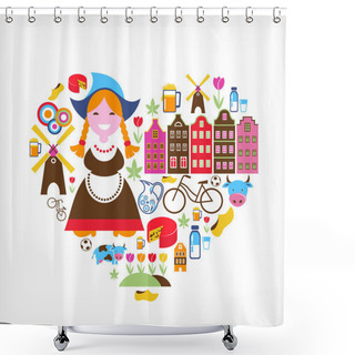 Personality  Heart With Netherlands Vector Icons Shower Curtains