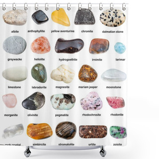 Personality  Collection Of Natural Mineral Gem Stones With Name Shower Curtains