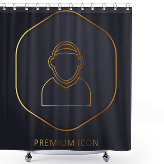 Personality  Bald Male Avatar Golden Line Premium Logo Or Icon Shower Curtains
