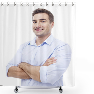 Personality  Portrait Of A Caucasian Businessman Shower Curtains