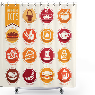 Personality  Breakfast Icon Set Shower Curtains