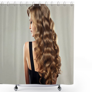 Personality    Girl With Long  And   Curly Hair  Shower Curtains