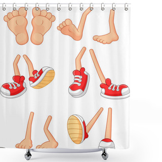 Personality  Cartoon Walking Feet On Stick Legs In Various Positions Shower Curtains