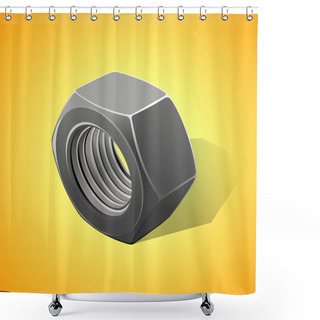 Personality  Metal Nut On A Yellow Background, Vector Illustration Shower Curtains