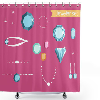 Personality  Jewelry Set Illustration.  Shower Curtains
