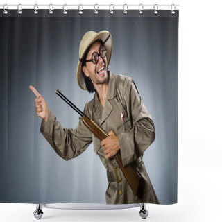 Personality  Funny Safari Hunter With Rifle Shower Curtains