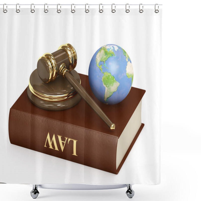 Personality  Judicial 3d Gavel And Earth Shower Curtains
