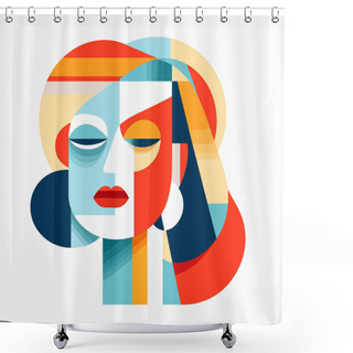 Personality  Abstract Background With A Woman Face. Vector Illustration In Pop Art Style.  Shower Curtains