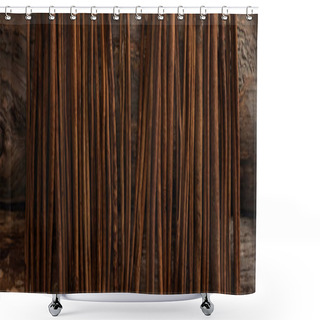 Personality  Top View Of Cinnamon Sticks On Wooden Background, Panoramic Shot Shower Curtains