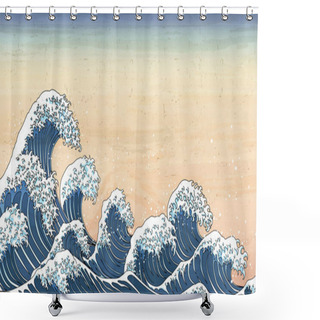 Personality  Retro Japan Wave Tides In Ukiyo-e Style Shower Curtains