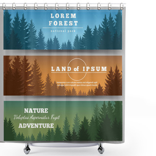 Personality  Green Pines Forest Banners Shower Curtains