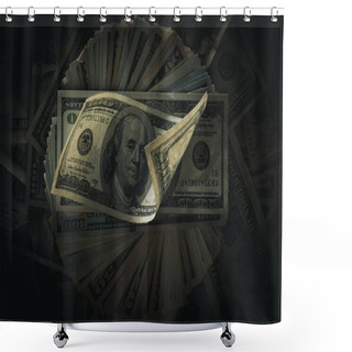 Personality  Dollar Banknotes On Dark Shower Curtains