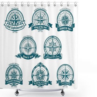 Personality  Compass Navigation And Orientation Icons Shower Curtains