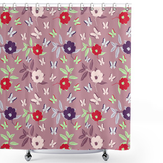 Personality  Butterfly Garden Seamless Vector Pattern Shower Curtains