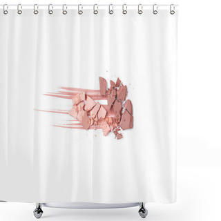 Personality  Top View Of Beige And Brown Blush With Stroke Isolated O White Shower Curtains