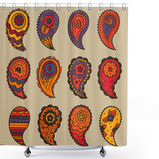 Personality  Nine Warm Colors Paisley Ornament Elements  Shower Curtains
