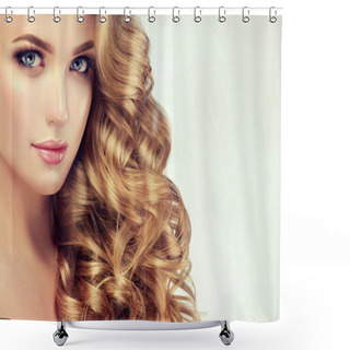 Personality  Girl With Long Curly Hair Shower Curtains