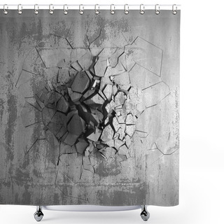 Personality  Dark Cracked Broken Hole In Concrete Wall. Grunge Background. 3d Render Illustration Shower Curtains