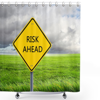 Personality  Road Sign Of Risk Ahead Shower Curtains