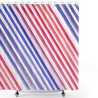 Personality  Colorful Stripes, Seamless Pattern With Blue And Red Colors .vertical  Parallel Stripes. Elegant Colorful Background . Classic Seasonal Stripes. US Colors Shower Curtains