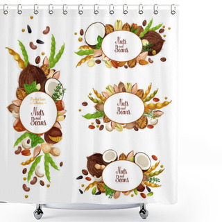 Personality  Nuts And Beans Icons With Vegetarian Food Harvest Shower Curtains