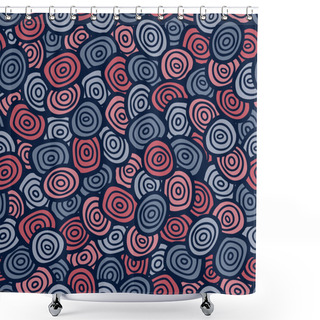 Personality  Abstract Doodle Seamless Pattern. Simple Retro Blue And Red Background. Vector Illustration. Shower Curtains