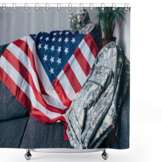 Personality  American Flag And Camouflage Backpack Shower Curtains