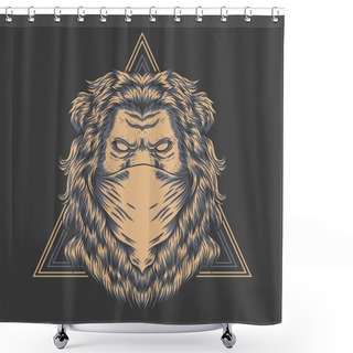 Personality  Lion Bandana Triangle Badge Vector Illustration Shower Curtains