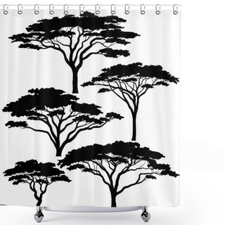 Personality  Acacia Tree Silhouettes Shower Curtains
