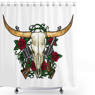Personality  Skull And Roses Label Design. Shower Curtains
