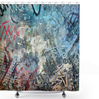 Personality  Grunge Colorful Background, Graffiti Wall Shower Curtains