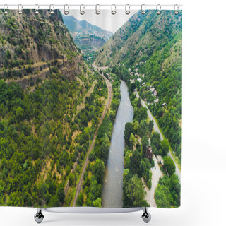 Personality  View From Above On Debed Canyon Town Alaverdi, Armenia. Shower Curtains