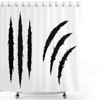 Personality  Monster Claw, Hand Scratch, Rip Through White Background Shower Curtains