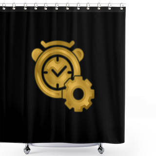 Personality  Alarm Clock Gold Plated Metalic Icon Or Logo Vector Shower Curtains