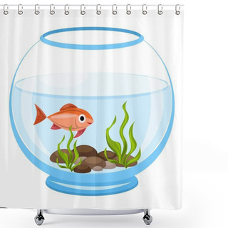 Personality  Aquarium Algae Fish Icon, Cartoon Style Shower Curtains
