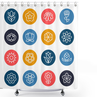 Personality  Flowers Icons Set Shower Curtains