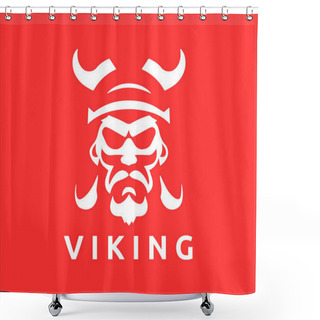 Personality  Viking Logo Design Icon Symbol Vector Template. Human Viking Logo Vector Illustration. Shower Curtains